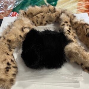 Leopard Print Faux Fur Scarf with Ear cover